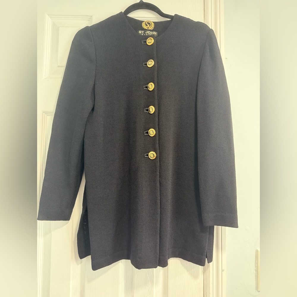 St. John Black and Gold Tailored Blazer